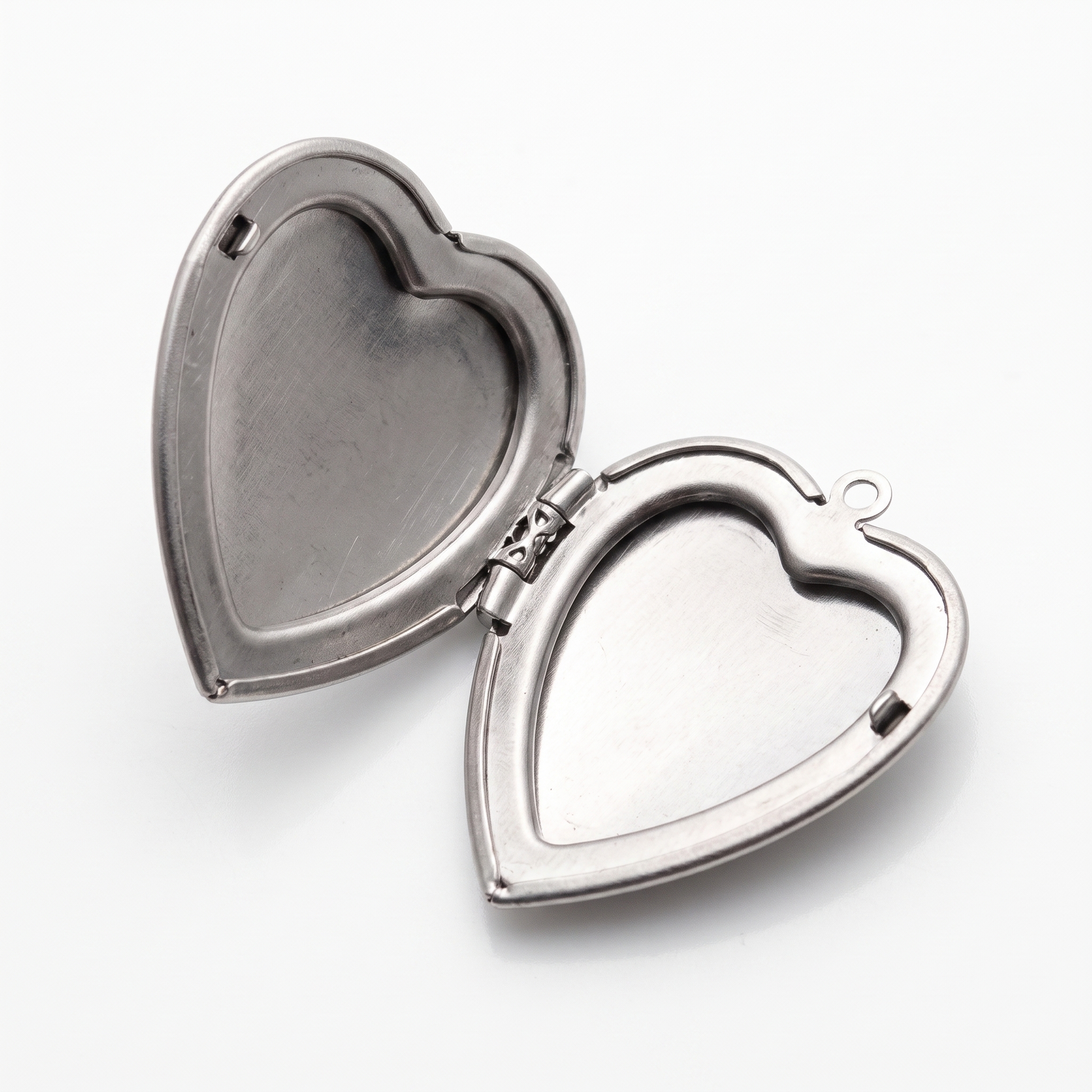 Close-up of locket open with photo frames