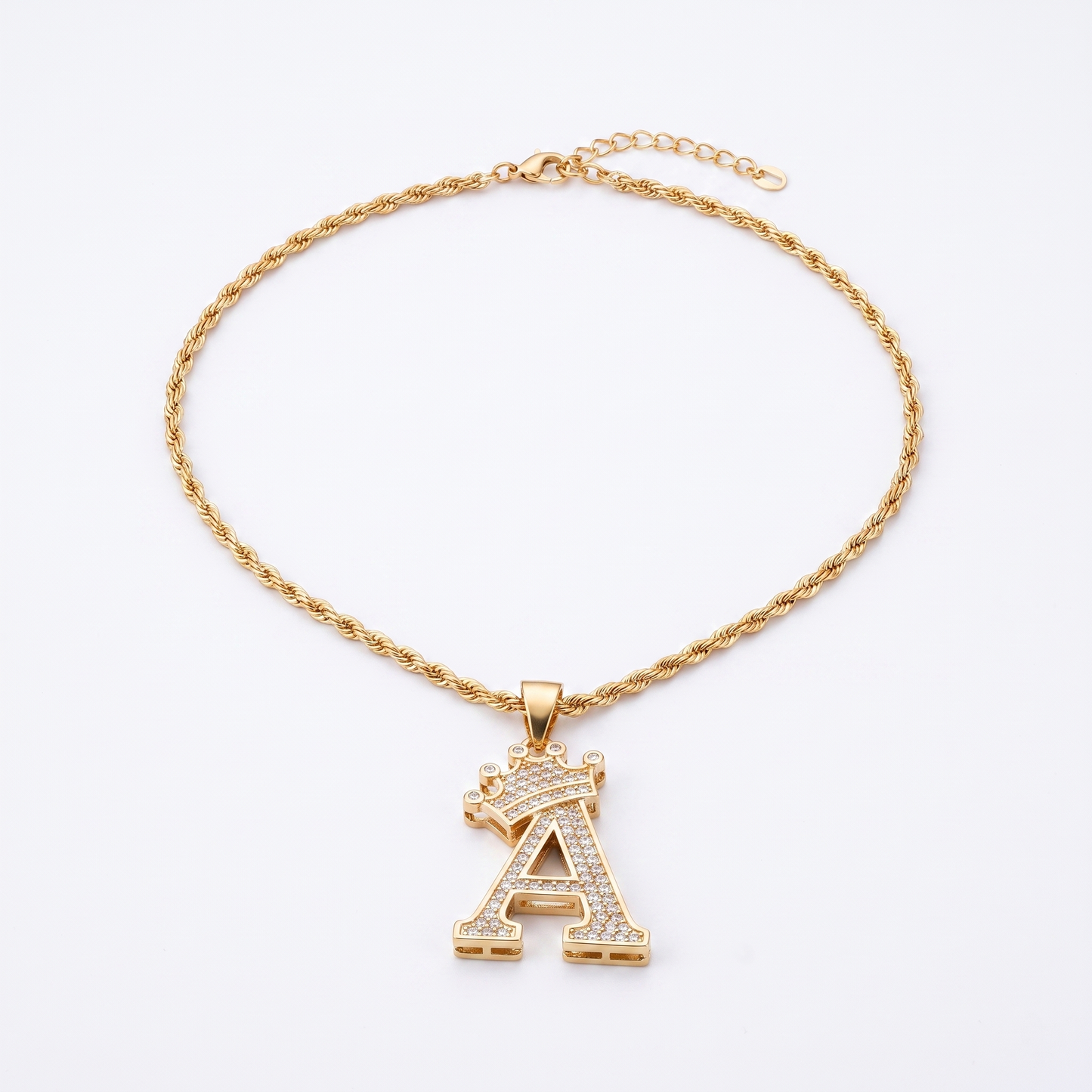Crown alphabet pendant product shot