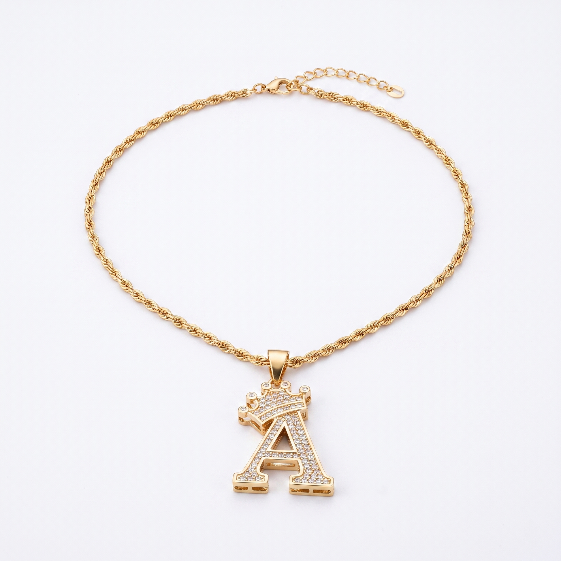 Crown alphabet pendant product shot