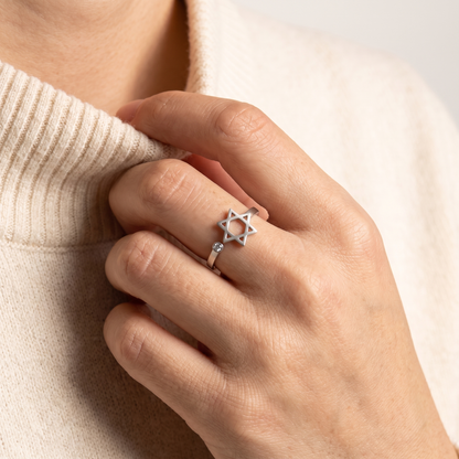 Star of David open ring worn, second angle