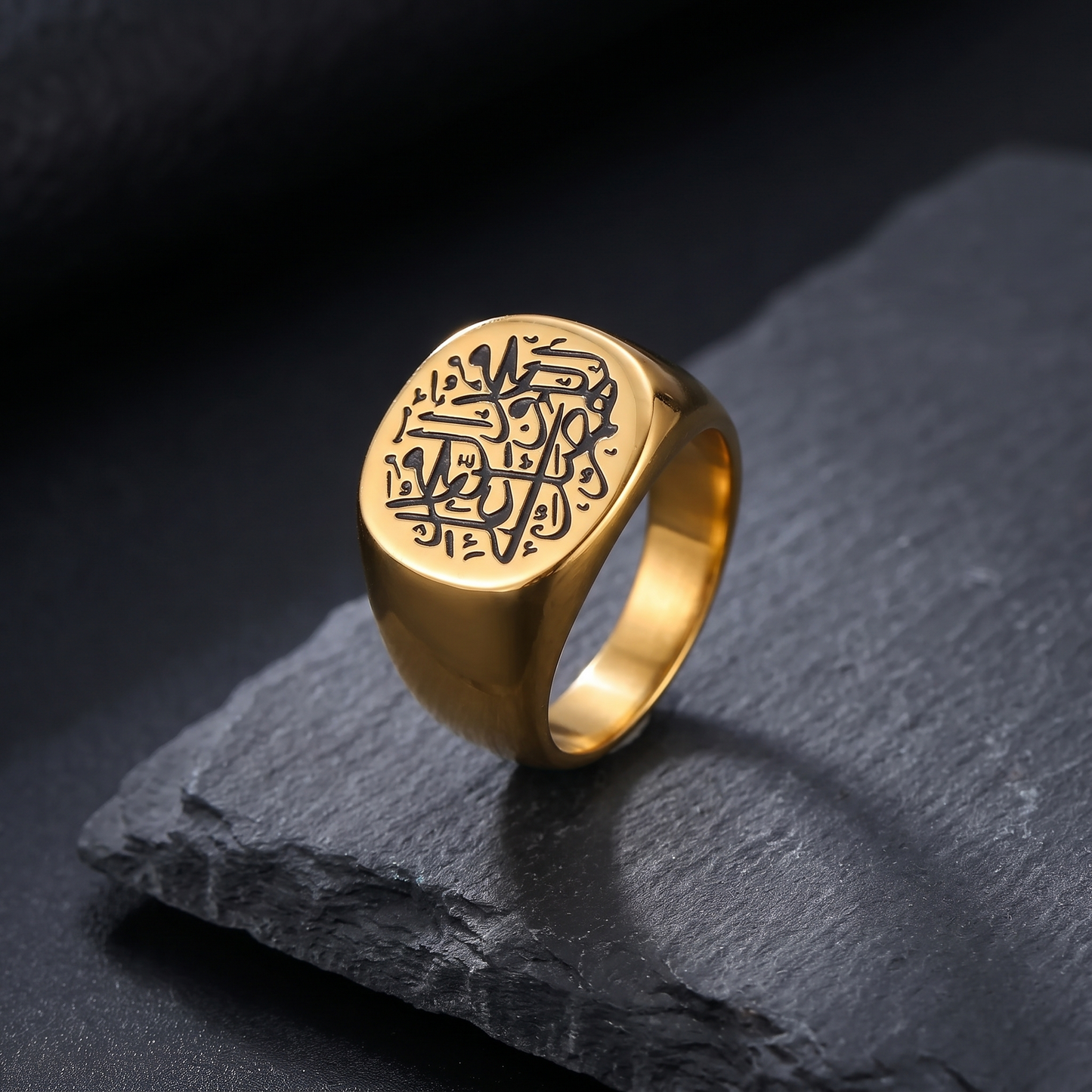 Arabic calligraphy signet ring product shot
