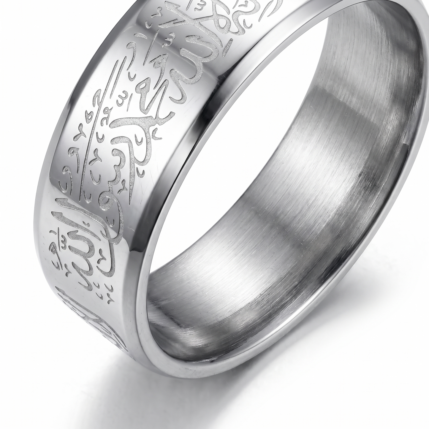 Close-up of band engraving