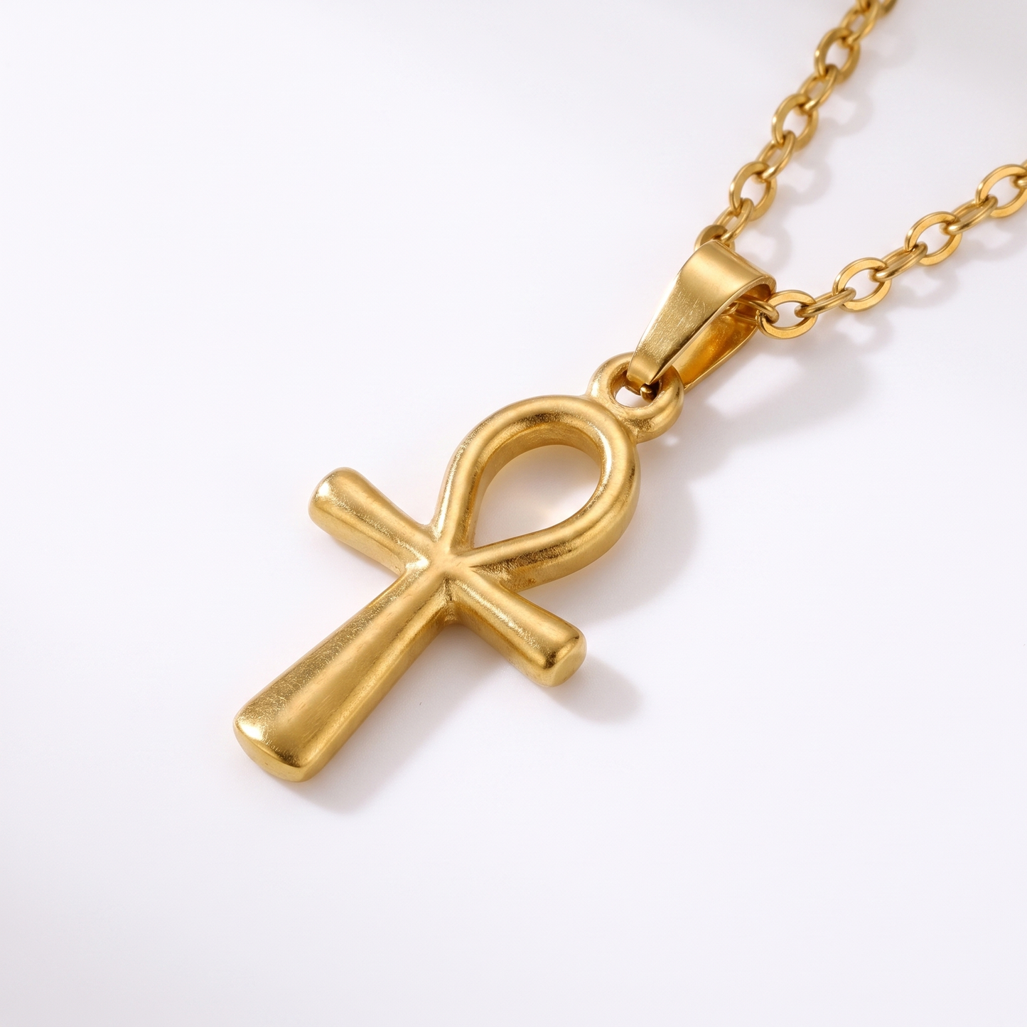 Close-up of ankh pendant