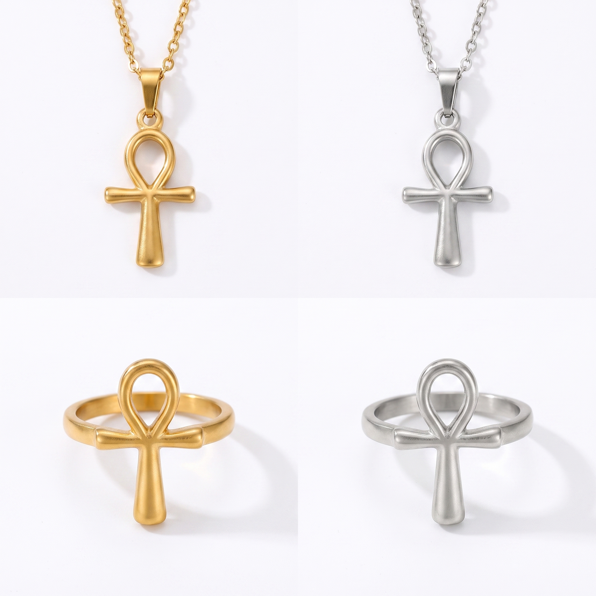 Ankh pendants and rings shown in available styles