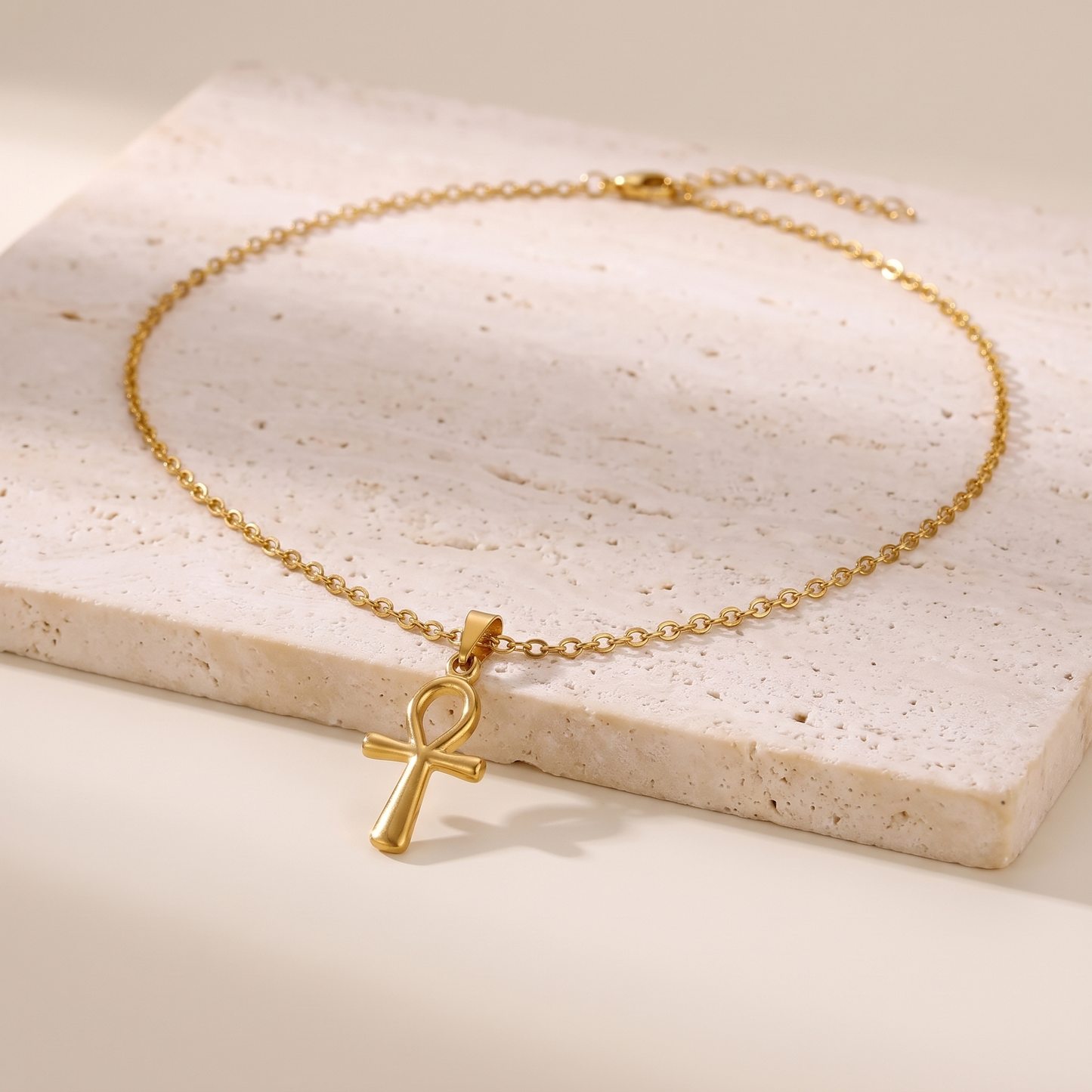 Egyptian ankh necklace product shot