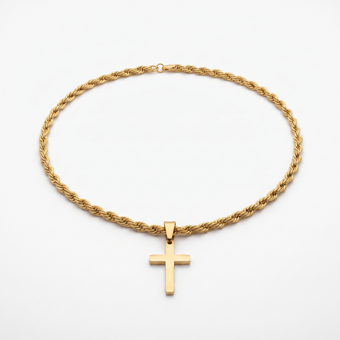 Minimalist cross necklace product shot