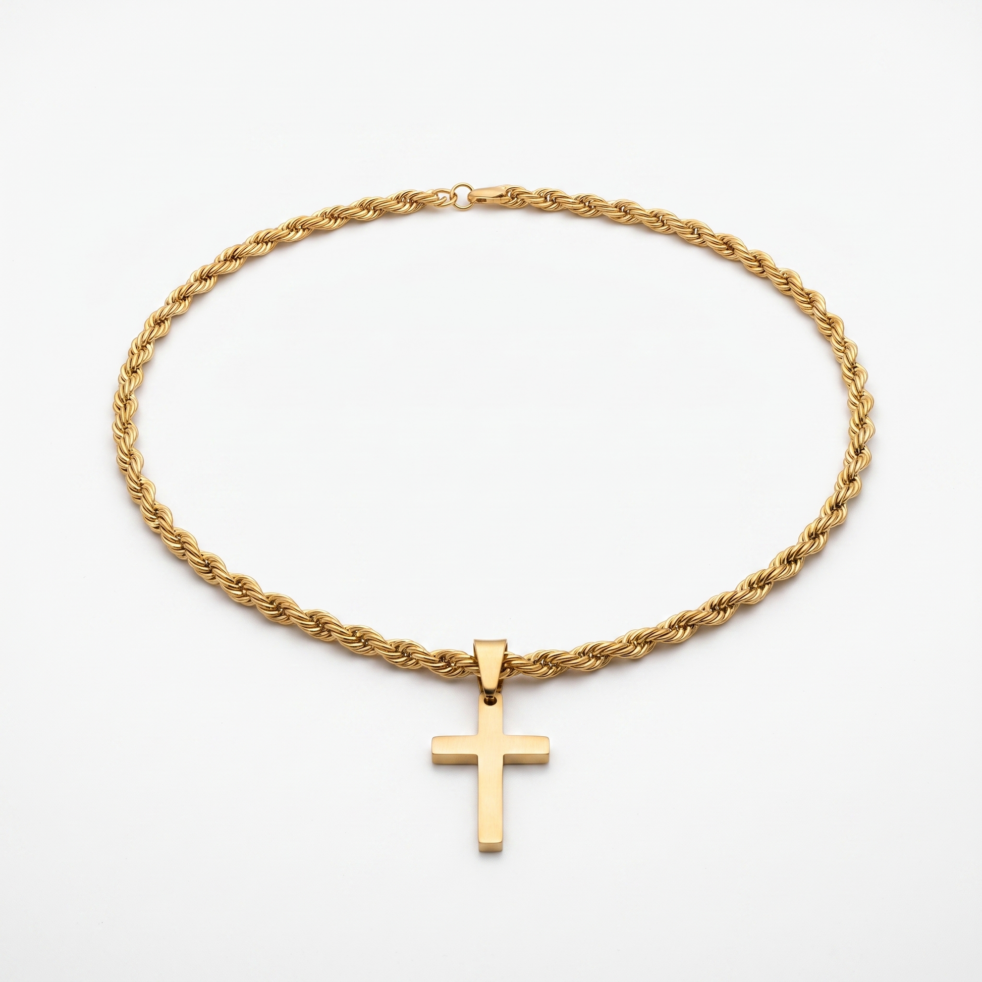 Minimalist cross necklace product shot
