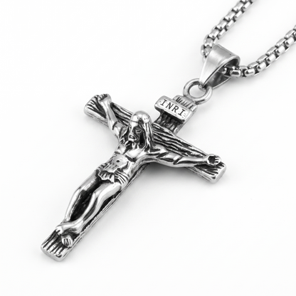 Close-up of crucifix figure detail