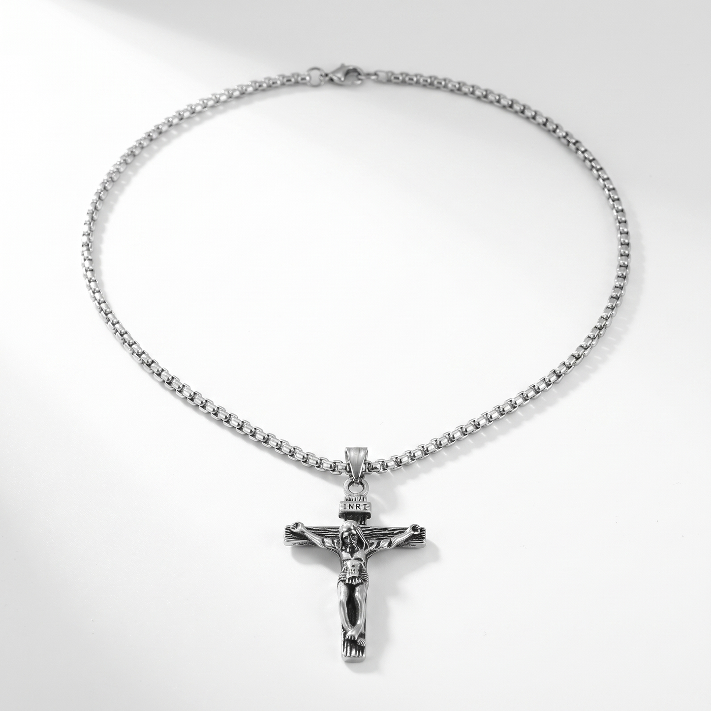 Crucifix pendant necklace product shot