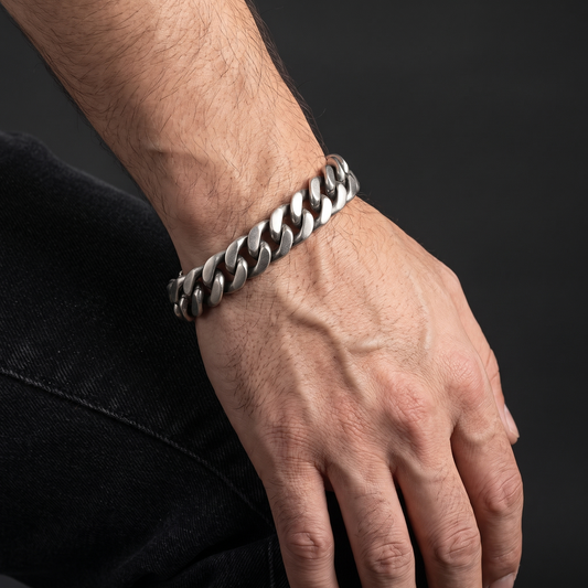 Vintage cross bracelet worn, second angle