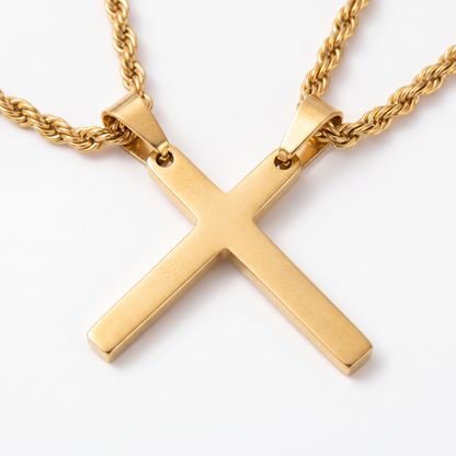 Close-up of small cross pendant