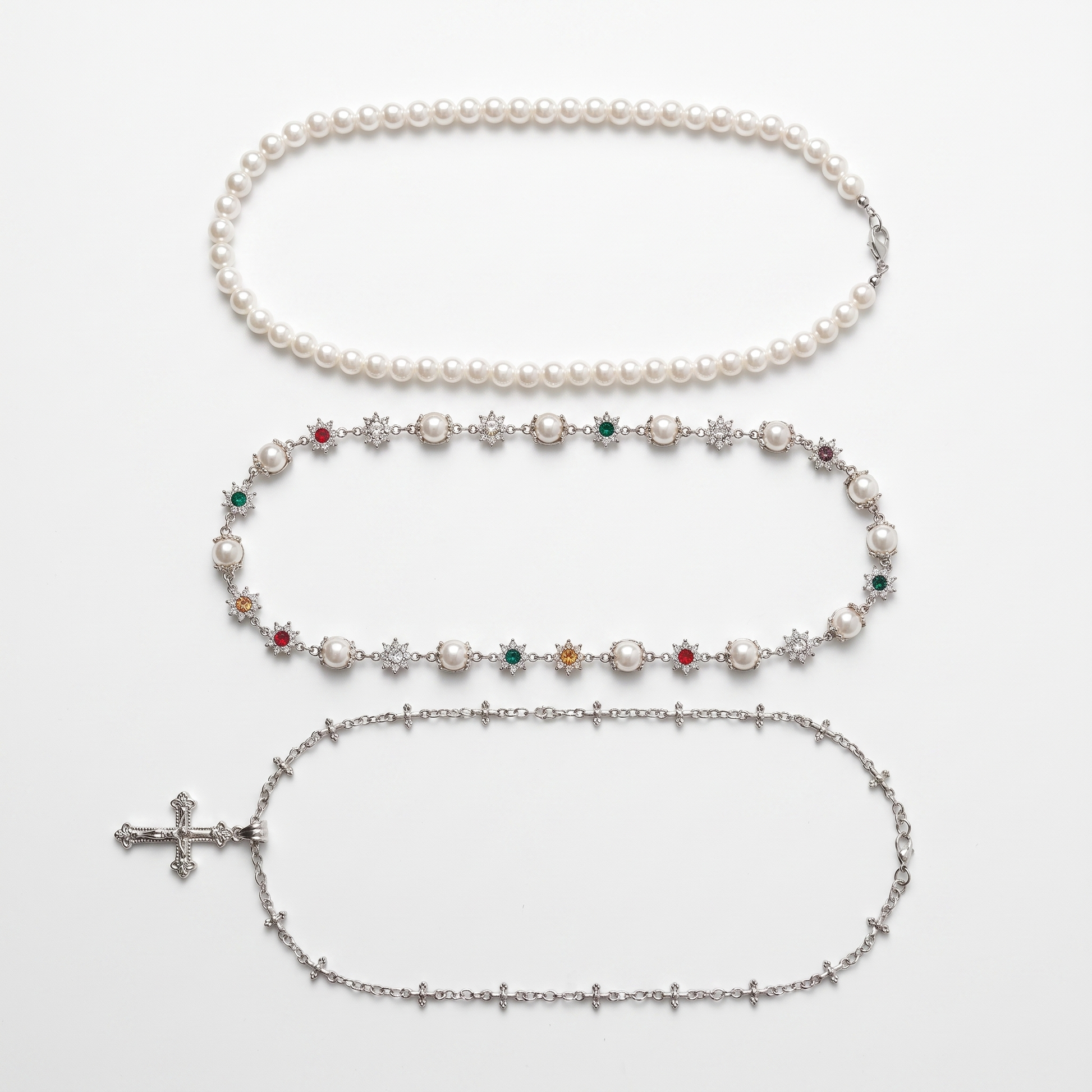 Cross set shown as all three necklaces