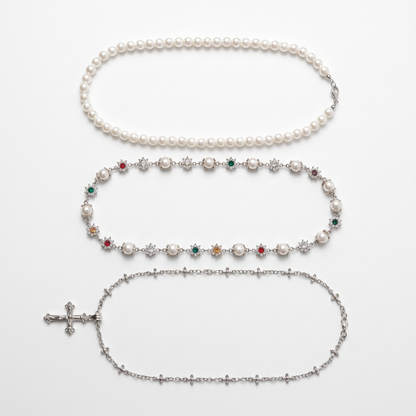 Cross set shown as all three necklaces