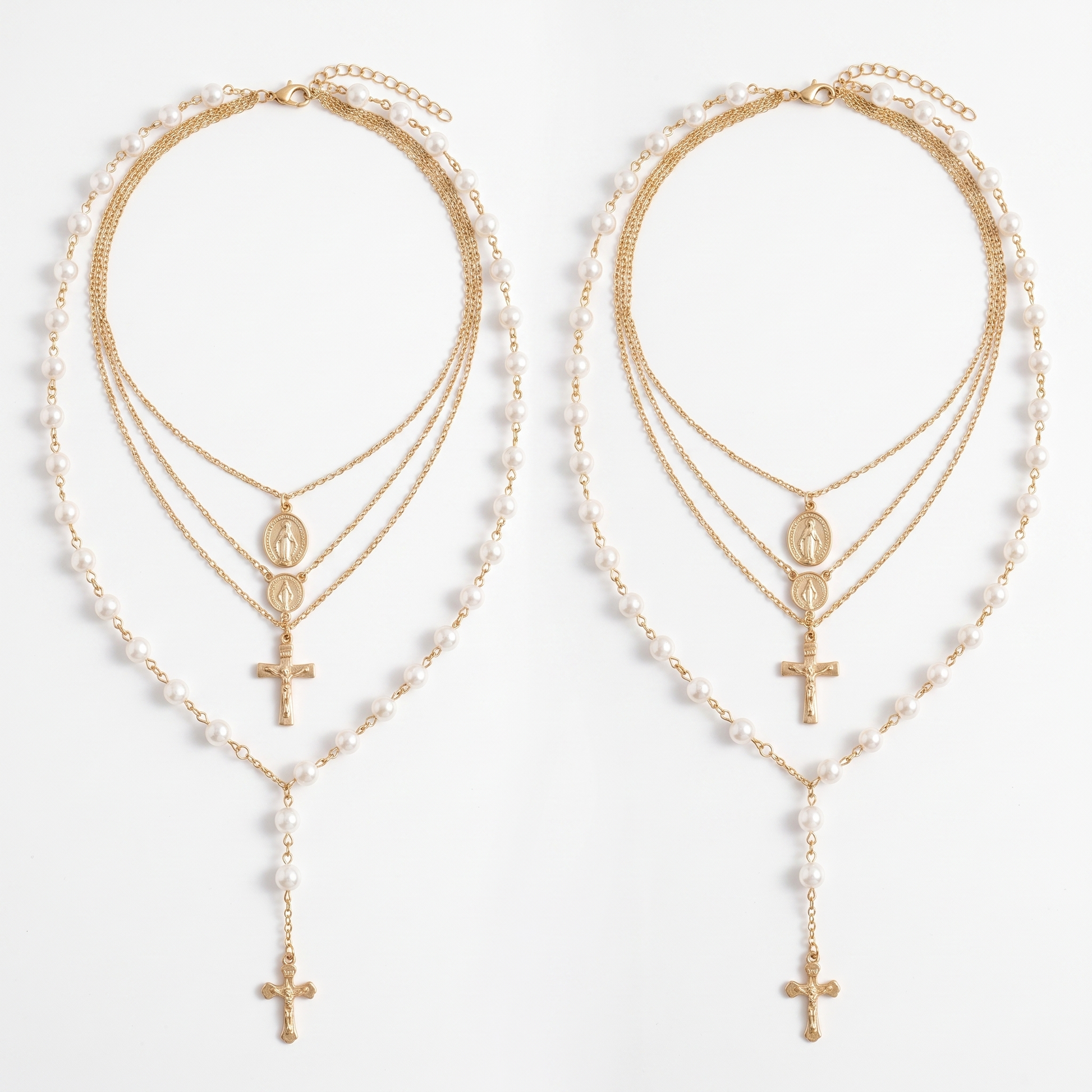 Layered necklace shown laid flat