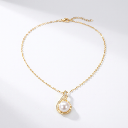 Pearl infinity moissanite necklace product shot