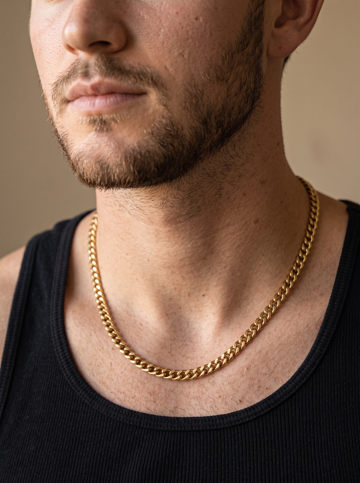 Aurelle vintage gold curb chain close detail