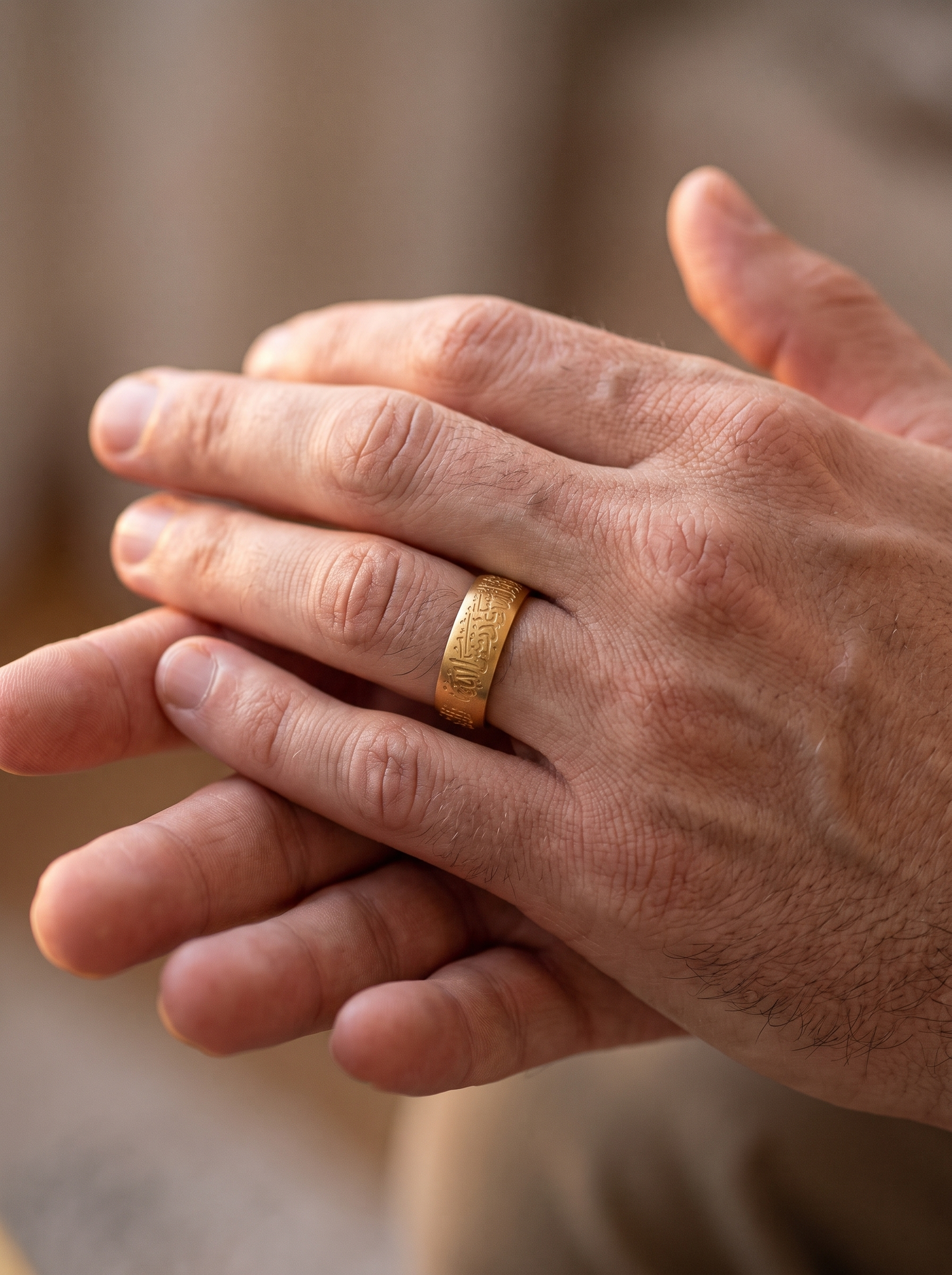 Aurelle Arabic calligraphy ring in a quiet moment