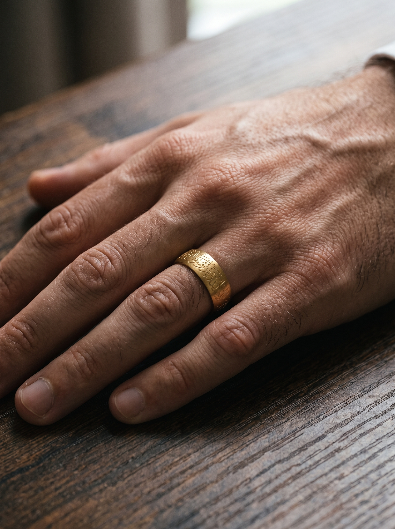 Aurelle Arabic calligraphy ring close detail