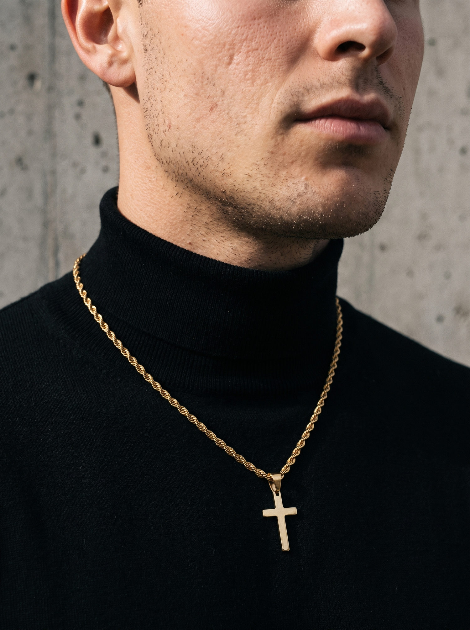 Aurelle modern cross pendant close detail