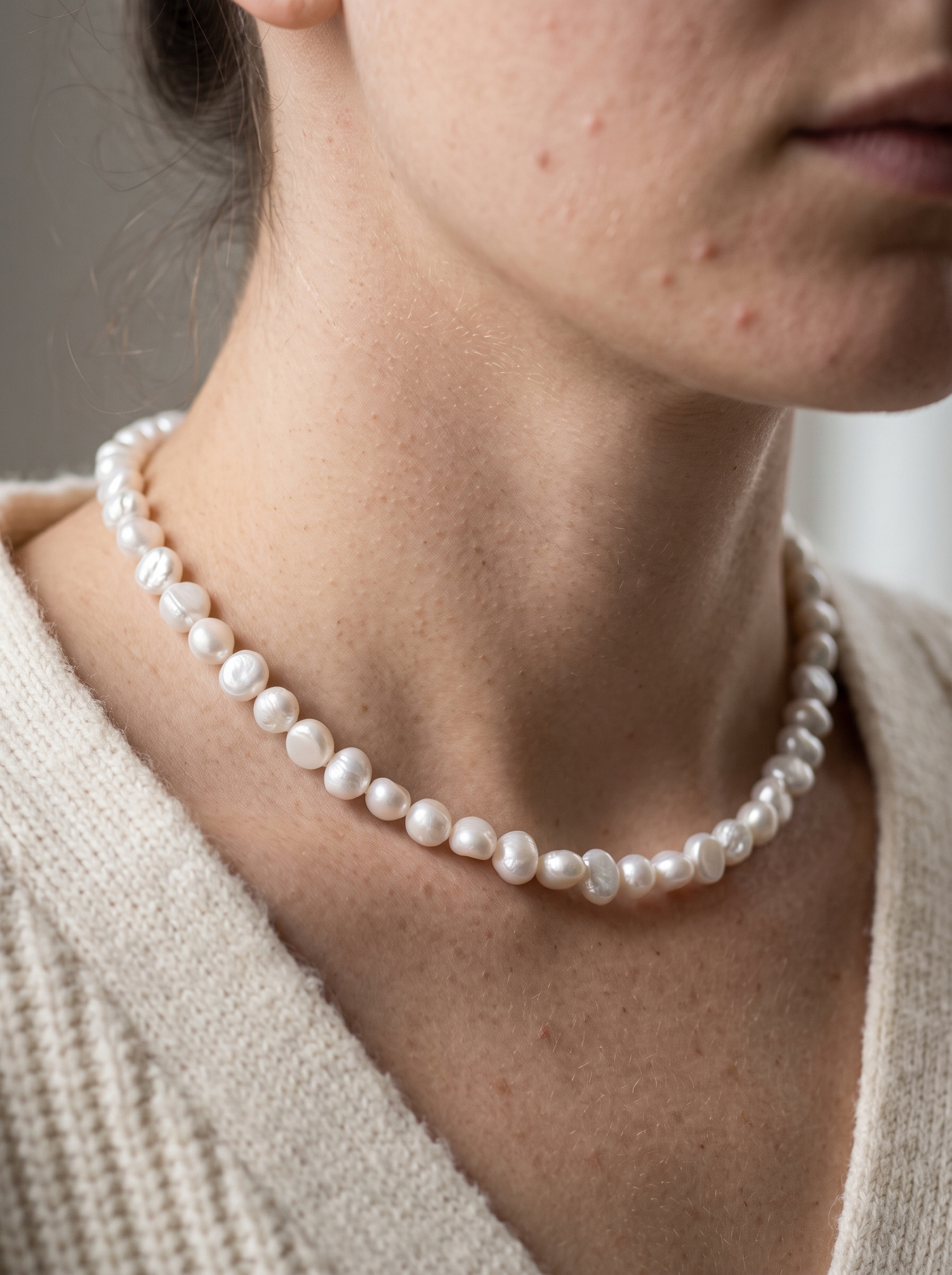 Aurelle baroque pearl choker close detail