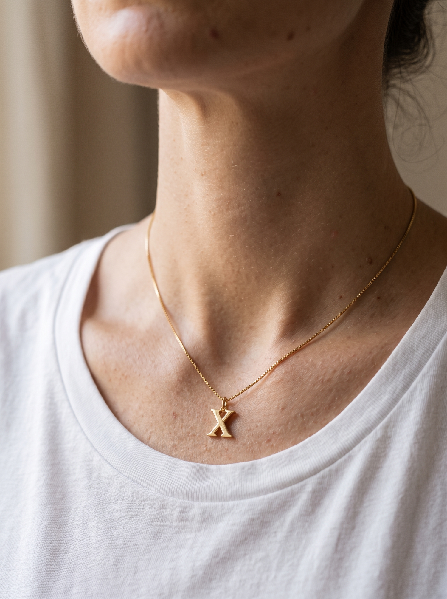 Aurelle initial letter necklace close detail