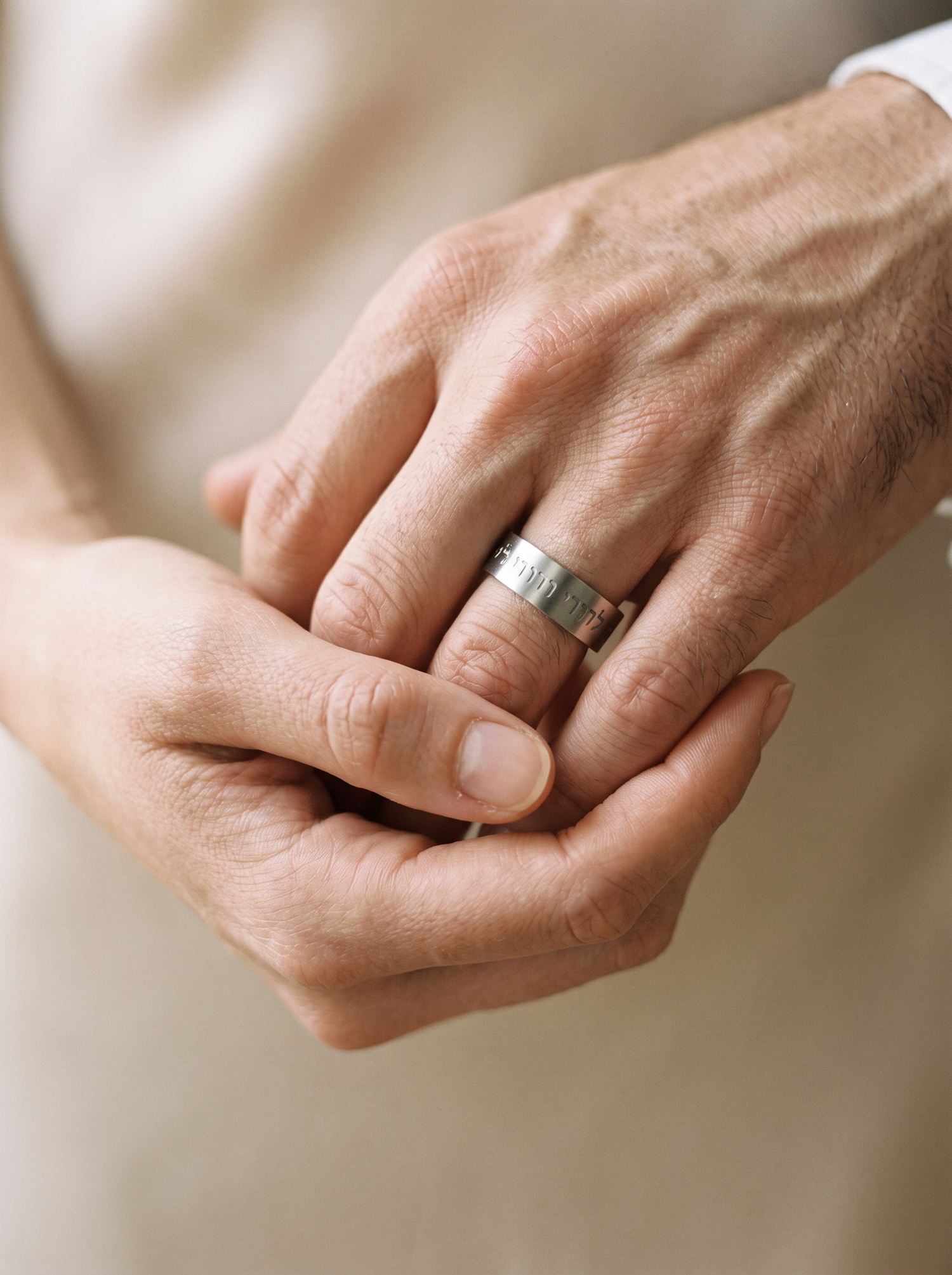 Aurelle Shema ring worn as a wedding band