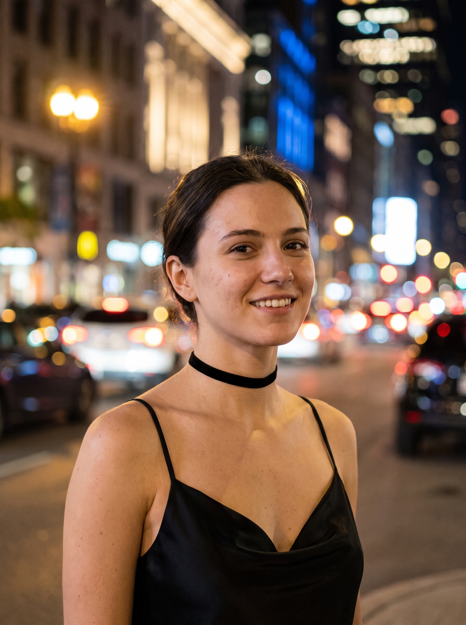 Aurelle velvet ribbon choker on a night out