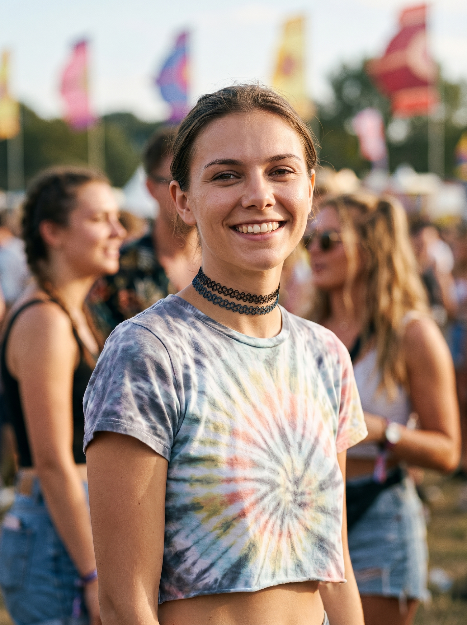 Aurelle tattoo choker worn at an outdoor event
