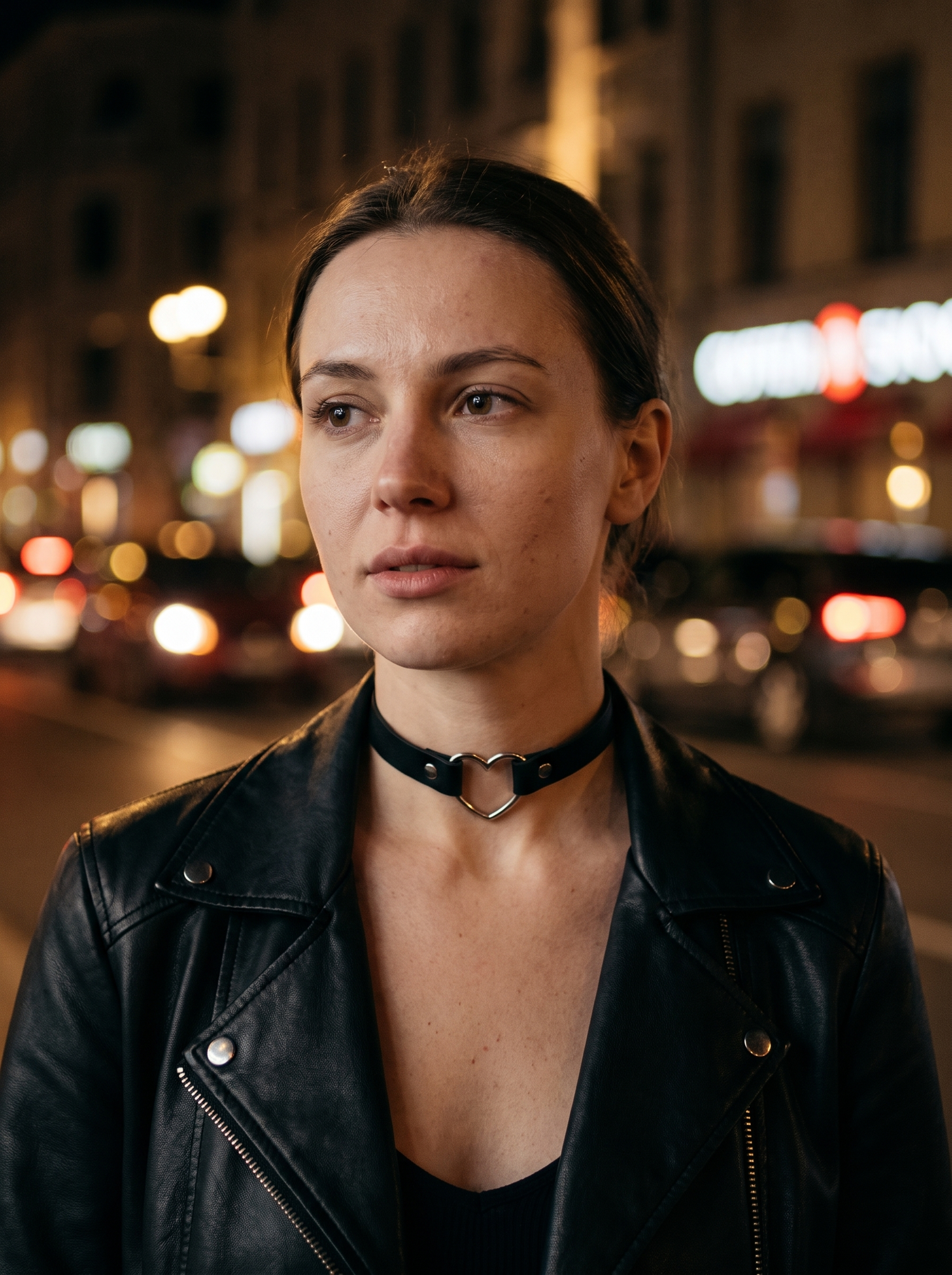 Aurelle gothic heart collar choker on a night out