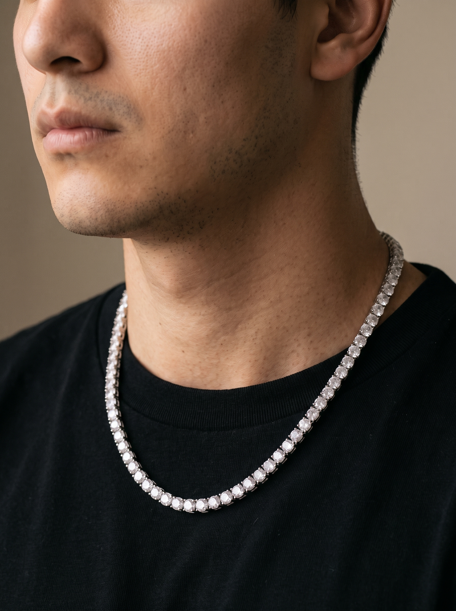 Aurelle CZ tennis chain close detail