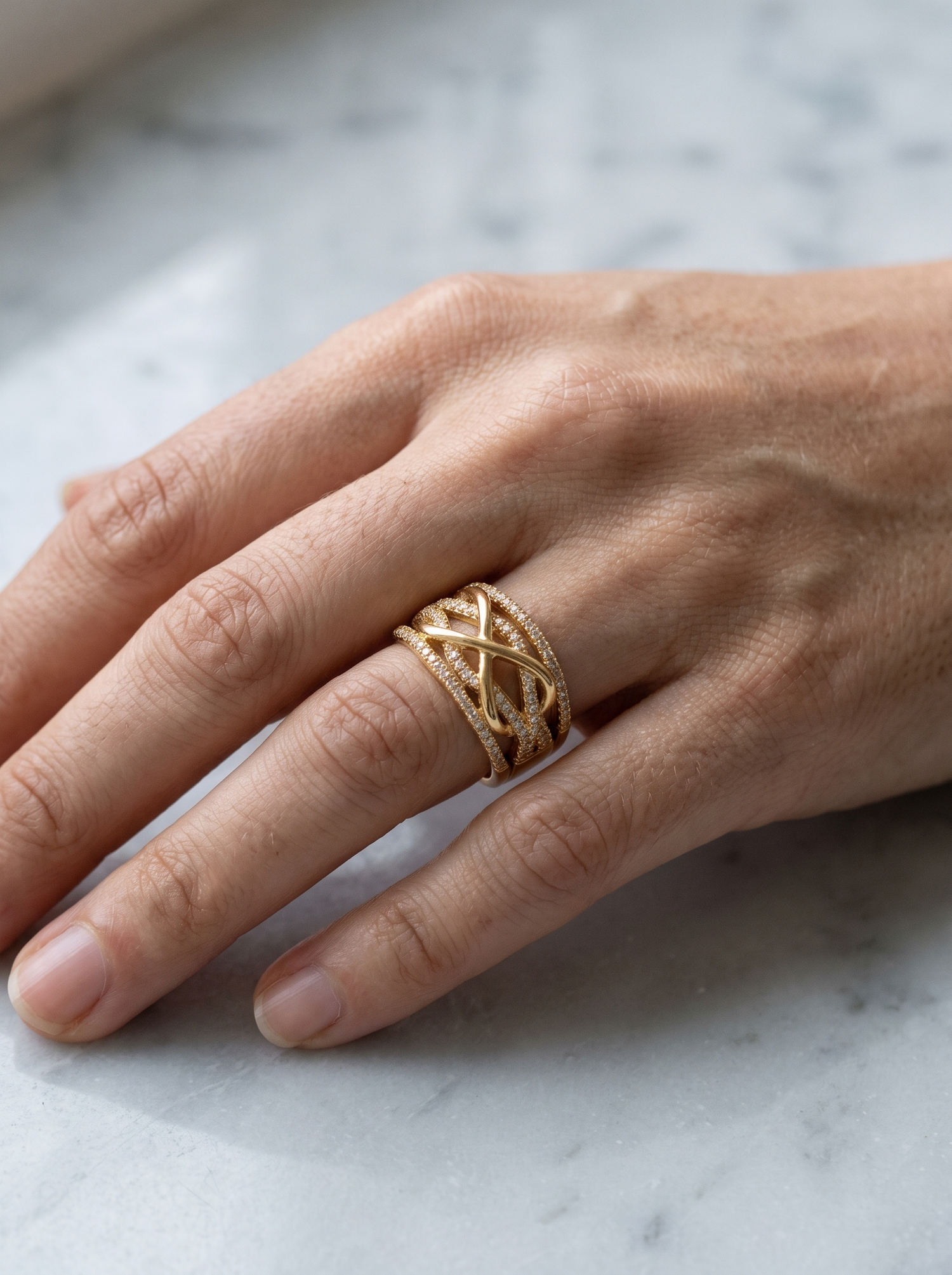 Aurelle infinity promise ring close detail