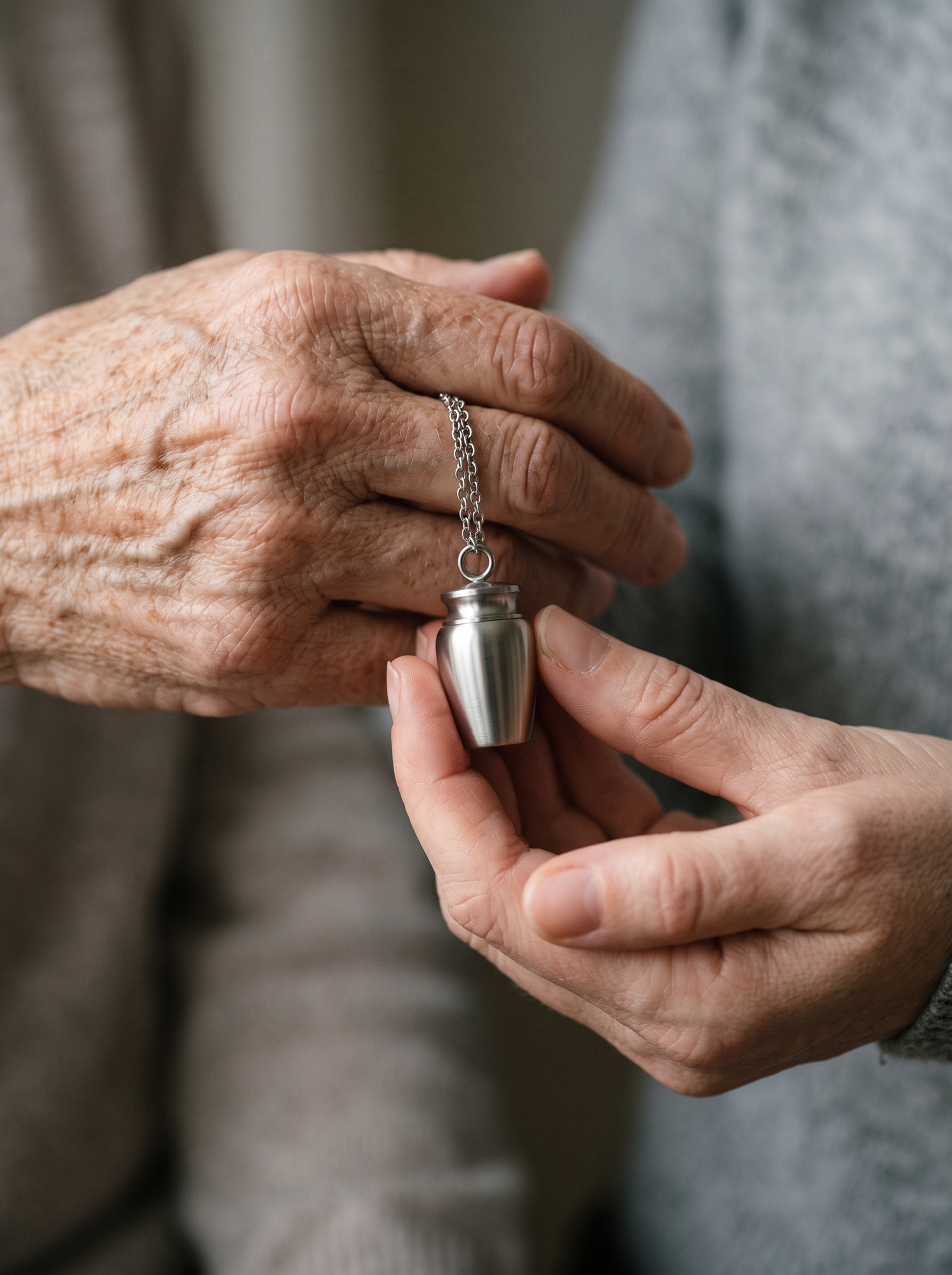 Aurelle memorial urn pendant passed between hands
