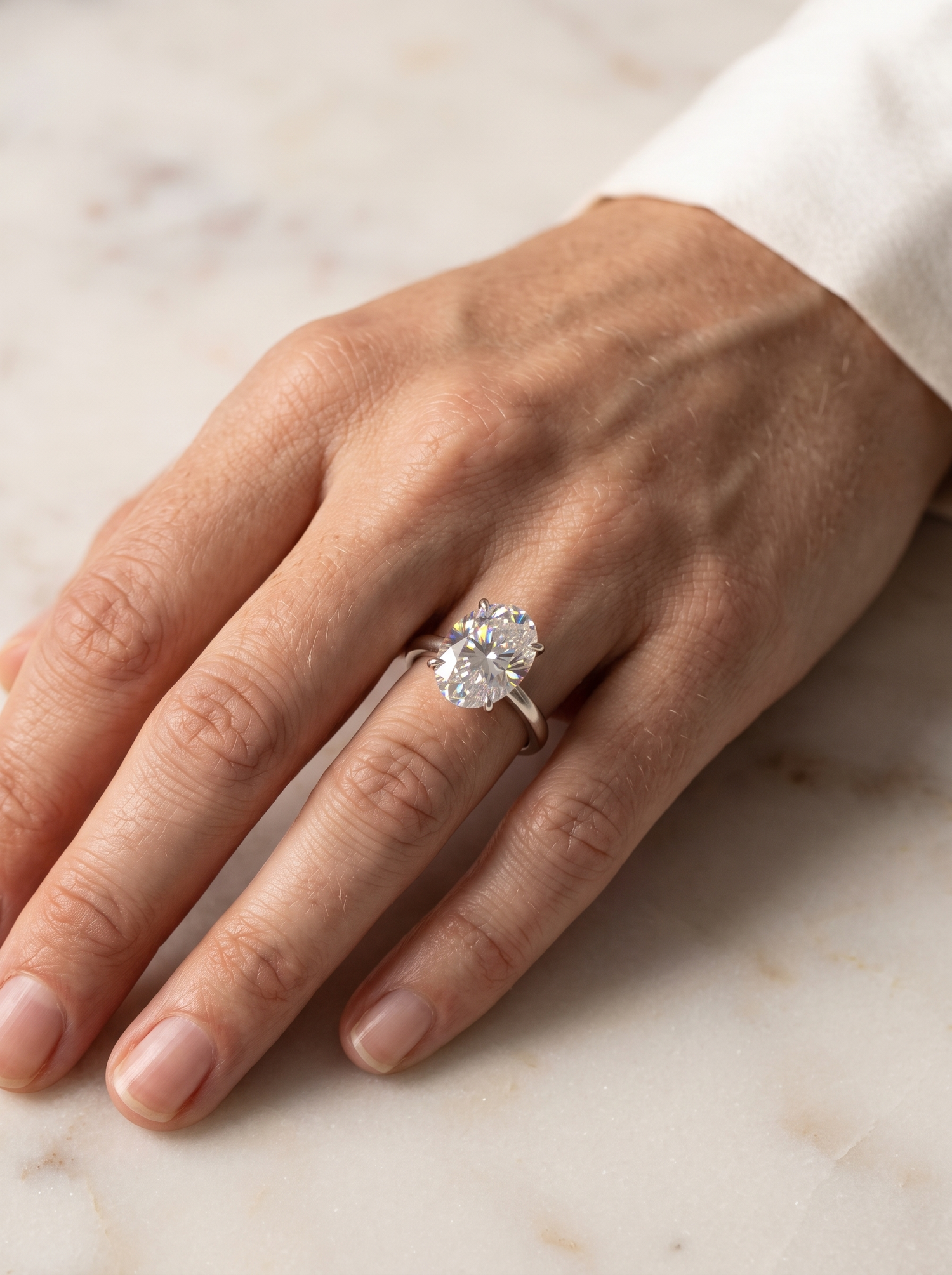 Aurelle oval moissanite ring close detail