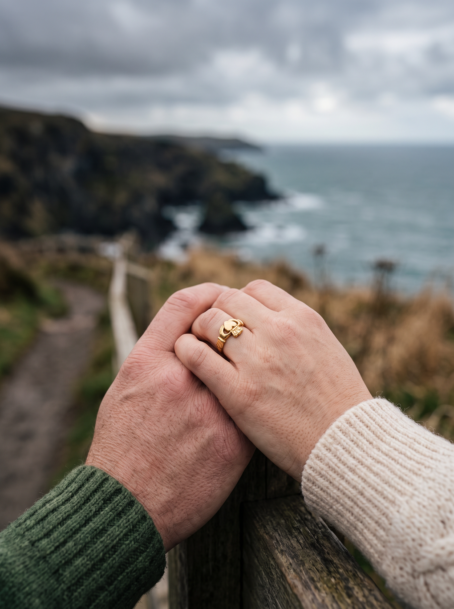 Aurelle Claddagh ring on held hands
