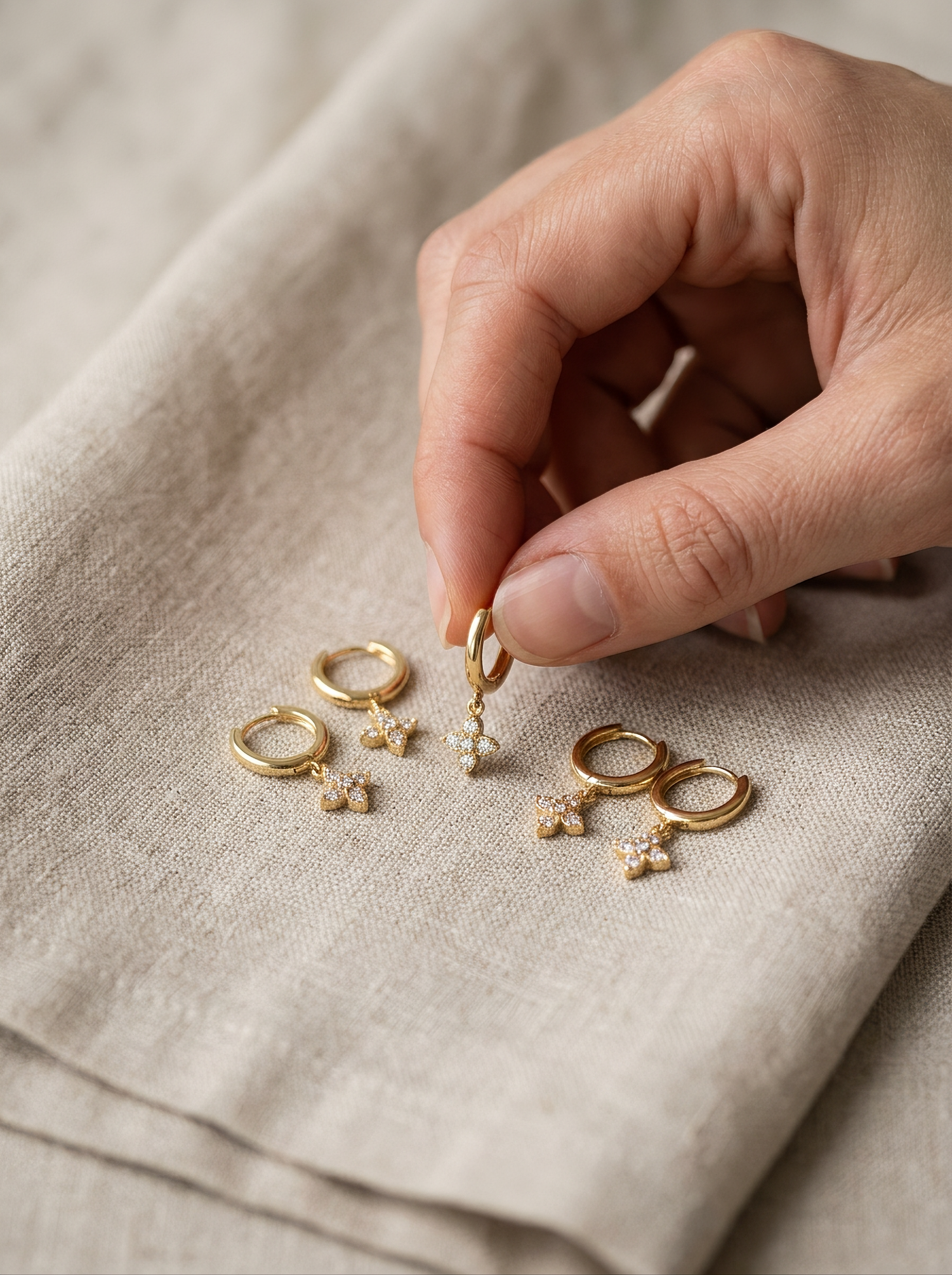 Aurelle flower earring set laid out