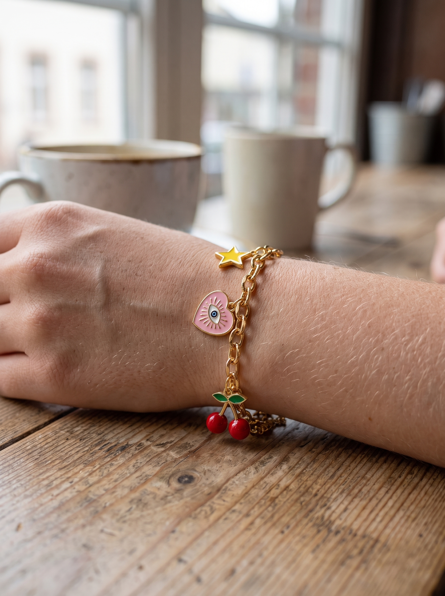 Aurelle charm bracelet close detail