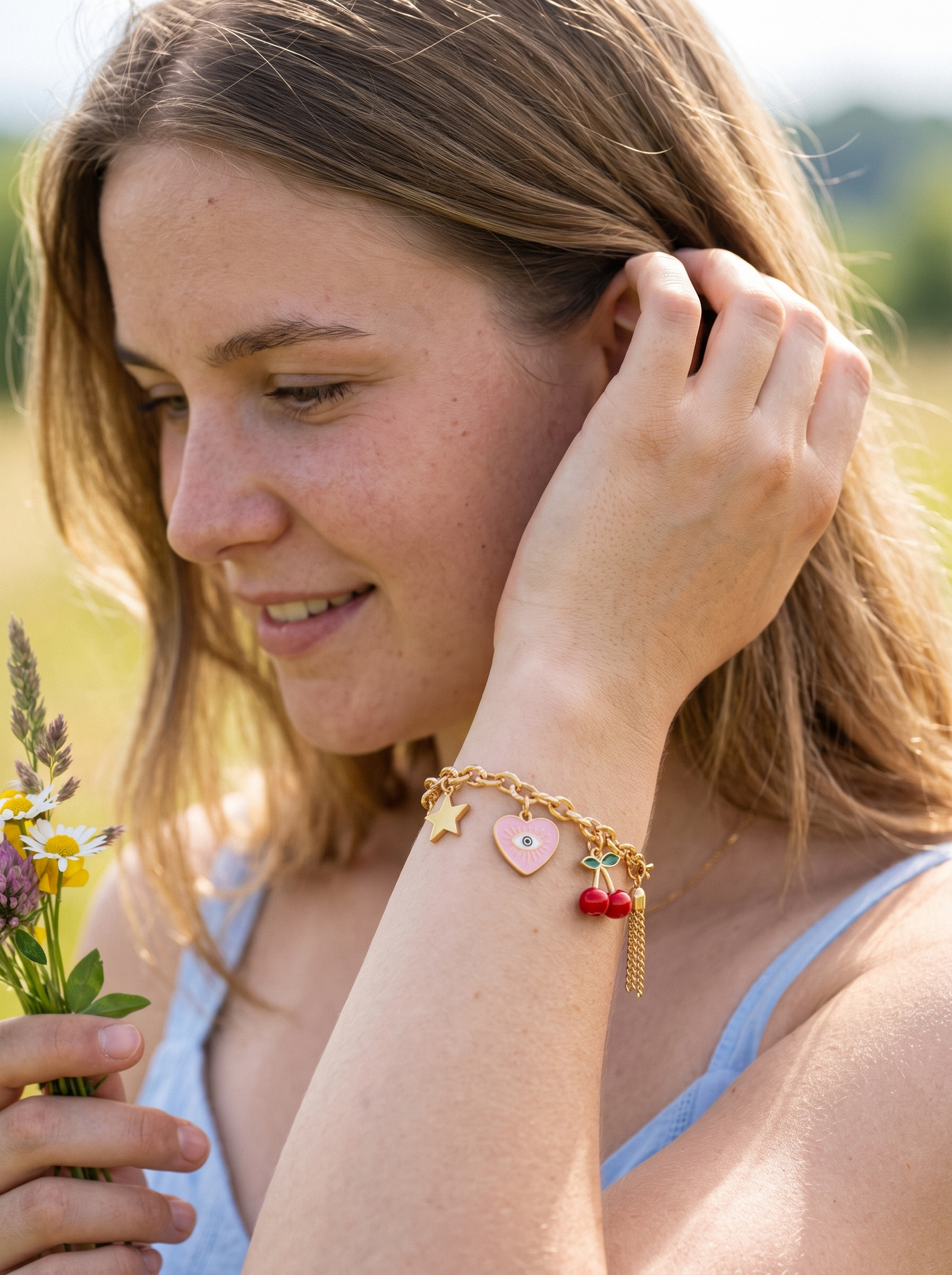 Aurelle charm bracelet worn day to day